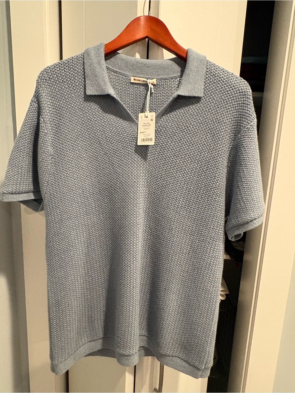 NWT Marine Layer Conrad Sweater Polo – Washed Indigo – Size Large